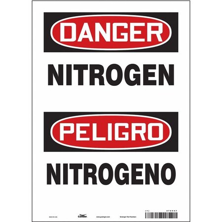 Condor Safety Sign, 14 in H, 10 in W, Vinyl, Vertical Rectangle, English, Spanish, 470V47 470V47