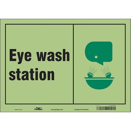 Condor Eye Wash Station, 14 in W x 10 in H, Horizontal Rectangle, Glow Vinyl, 470Y98 470Y98