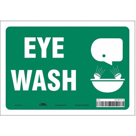 Condor Eye Wash, 10 in W x 7 in H, Vertical Rectangle, Vinyl, 470Y73 470Y73