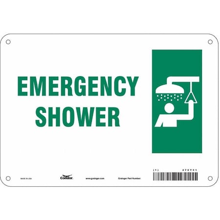 Condor Emergency Shower, 10 in W x 7 in H, Vertical Rectangle, Aluminum, 470Y01 470Y01