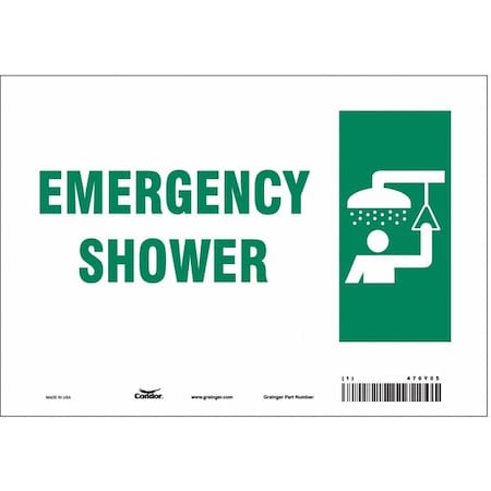 Condor Emergency Shower, 10 in W x 7 in H, Vertical Rectangle, Vinyl, 470Y05 470Y05