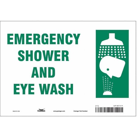 Condor Emergency Shower And Eye Wash, 10 in W x 7 in H, Vertical Rectangle, Vinyl, 470Y17 470Y17
