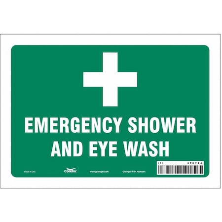 Condor Emergency Shower And Eye Wash, 10 in W x 7 in H, Vertical Rectangle, Vinyl, 470Y24 470Y24