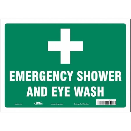 Condor Emergency Shower And Eye Wash, 14 in W x 10 in H, Horizontal Rectangle, Vinyl, 470Y25 470Y25