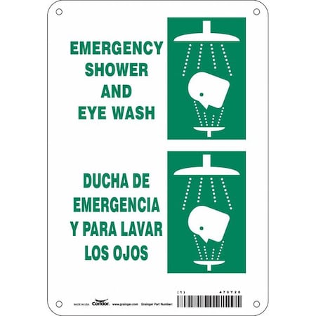 Condor Emergency Shower And Eye Wash, Spanish-Bilingual, 7 in W x 10 in H, Aluminum, 470Y26 470Y26