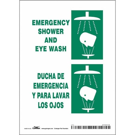 Condor Emergency Shower And Eye Wash/Ducha De Emergencia Y Para Lavar Los Ojos, 5 in x 7 in, Vinyl, 470Y35 470Y35