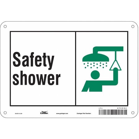 Condor Safety Shower, 10 in W x 7 in H, Vertical Rectangle, Aluminum, 470Z94 470Z94
