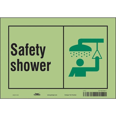 Condor Safety Shower, 10 in W x 7 in H, Vertical Rectangle, Glow Vinyl, 470Z97 470Z97