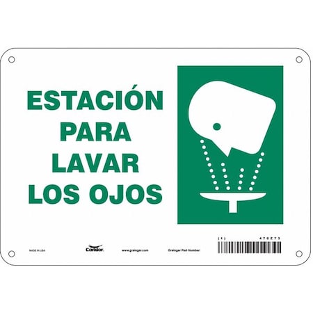 Condor Safety Sign, 7 in Height, 10 in Width, Polyethylene, Vertical Rectangle, Spanish 470Z73