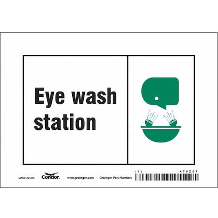 Condor Eye Wash Station, 7 in W x 5 in H, Horizontal Rectangle, Vinyl, 470Z07 470Z07