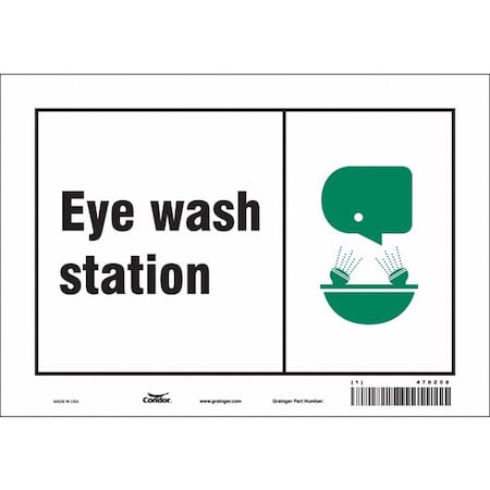 Condor Eye Wash Station, 10 in W x 7 in H, Vertical Rectangle, Vinyl, 470Z08 470Z08