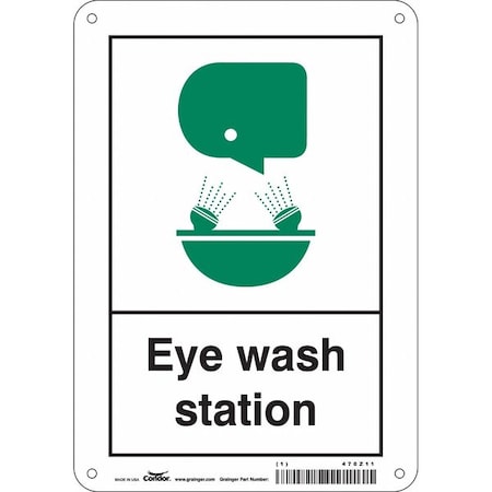 Condor Eye Wash Station, 7 in W x 10 in H, Horizontal Rectangle, Aluminum, 470Z11 470Z11