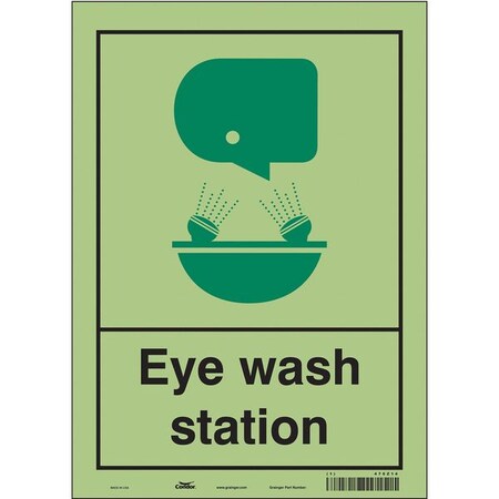 Condor Eye Wash Station, 10 in W x 14 in H, Vertical Rectangle, Glow Vinyl, 470Z14 470Z14
