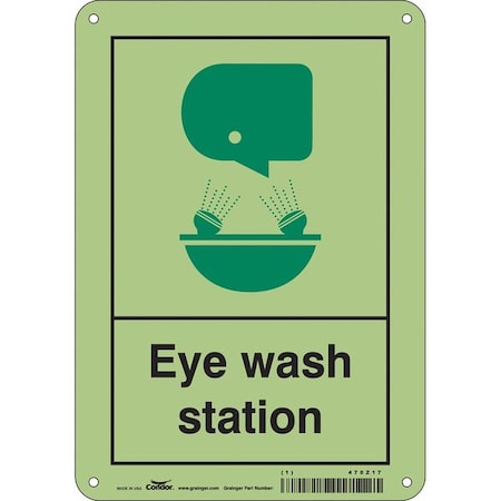 Condor Eye Wash Station, 7 in W x 10 in H, Horizontal Rectangle, Aluminum, 470Z17 470Z17