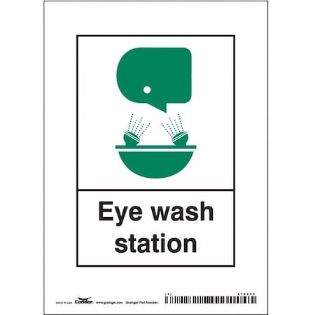 Condor Eye Wash Station, 5 in W x 7 in H, Vertical Rectangle, Vinyl, 470Z22 470Z22