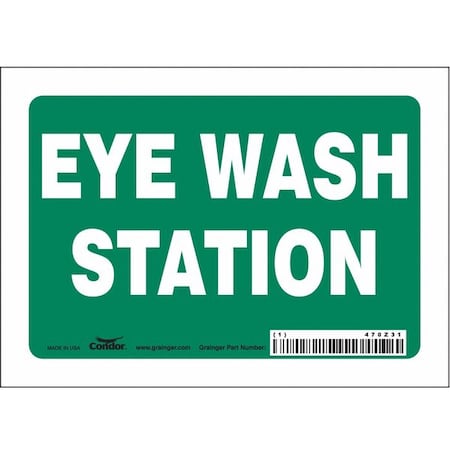 Condor Eye Wash Station, 7 in W x 5 in H, Horizontal Rectangle, Vinyl, 470Z31 470Z31