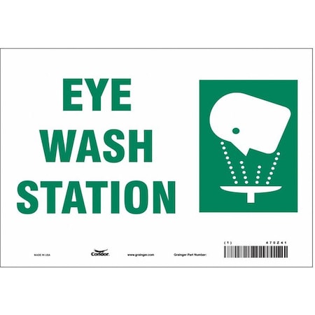 Condor Eye Wash Station, 10 in W x 7 in H, Vertical Rectangle, Vinyl, 470Z41 470Z41