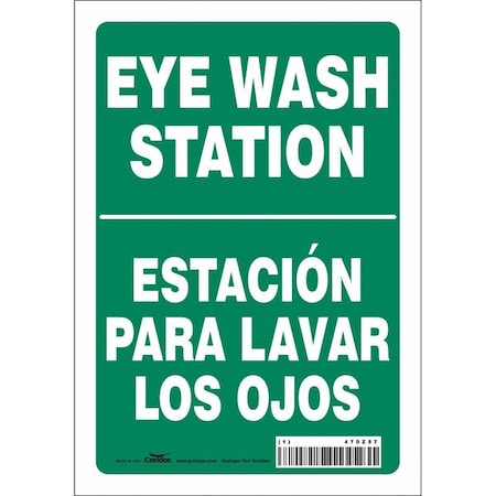 Condor Eye Wash Station/Estacion Para Lavar Los Ojos, 7 in W x 10 in H, Horizontal Rectangle, Vinyl, 470Z57 470Z57