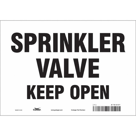 Condor Sprinkler Valve Keep Open, 10 in W x 7 in H, Vertical Rectangle, Vinyl, 470C87 470C87