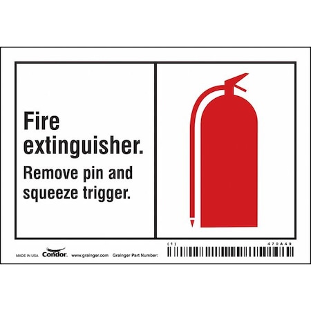 Condor Safety Sign, 3 1/2 in Height, 5 in Width, Vinyl, Horizontal Rectangle, English, 470A49 470A49