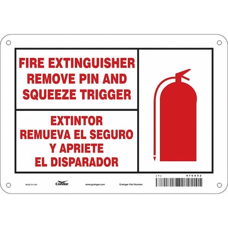 Condor Safety Sign, 7 in Height, 10 in Width, Aluminum, Vertical Rectangle, English, Spanish 470A52