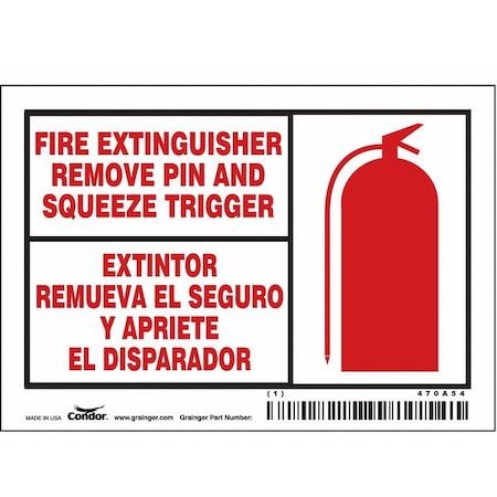 Condor Safety Sign, 3 1/2 in Height, 5 in Width, Vinyl, Horizontal Rectangle, English, Spanish 470A54