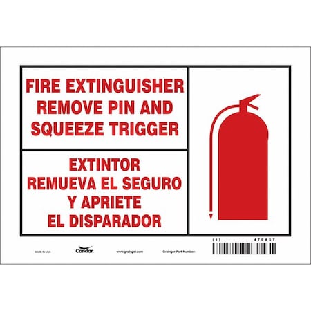 Condor Safety Sign, 7 in Height, 10 in Width, Vinyl, Vertical Rectangle, English, Spanish 470A57