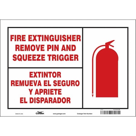 Condor Safety Sign, 10 in Height, 14 in Width, Vinyl, Horizontal Rectangle, English, Spanish 470A58