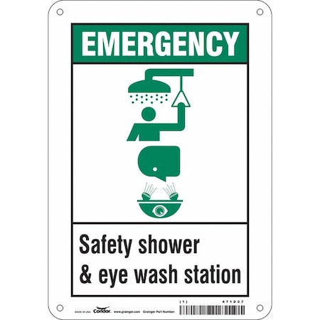 Condor Emergency, Safety Shower & Eye Wash Station, 7 in x 10 in, Horizontal Rectangle, Aluminum, 471D07 471D07