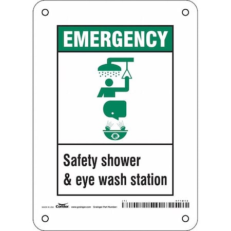 Condor Emergency, Safety Shower & Eye Wash Station, 5 in x 7 in, Vertical Rectangle, Polyethylene, 471D13 471D13