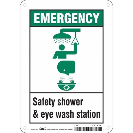 Condor Emergency, Safety Shower & Eye Wash Station, 7 in W x 10 in H, Rectangle, Polyethylene, 471D14 471D14