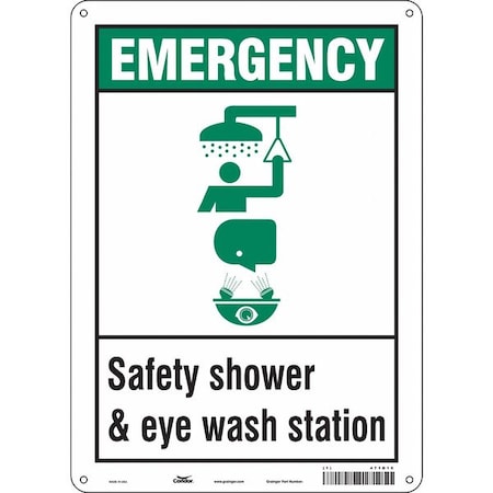Condor Emergency, Safety Shower & Eye Wash Station, 10 in W x 14 in H, Rectangle, Polyethylene, 471D15 471D15