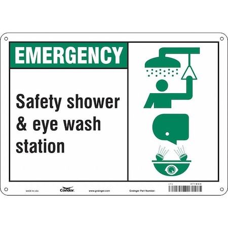 Condor Emergency, Safety Shower & Eye Wash Station, 14 in x 10 in, Horizontal Rectangle, Aluminum, 471D20 471D20