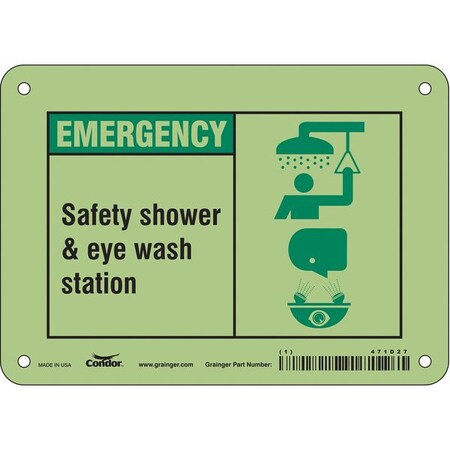 Condor Emergency, Safety Shower & Eye Wash Station, 7 in W x 5 in H, Horizontal Rectangle, Aluminum, 471D27 471D27
