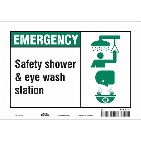 Condor Emergency, Safety Shower & Eye Wash Station, 10 in W x 7 in H, Vertical Rectangle, Vinyl, 471D34 471D34