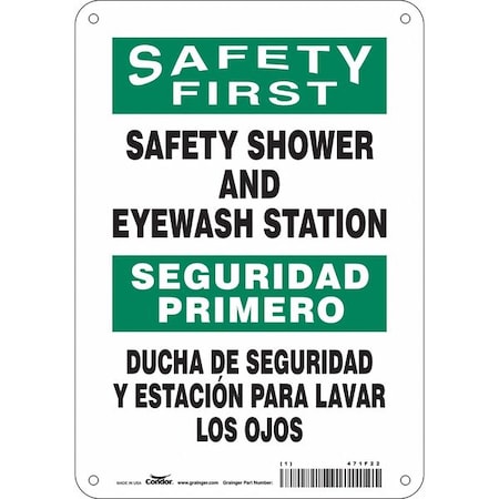 Condor Safety Sign, 10 in H, 7 in W, Polyethylene, English, Spanish, 471F22 471F22