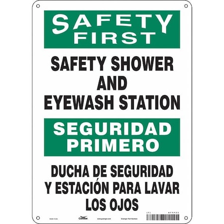 Condor Safety Sign, 14 in Height, 10 in Width, Polyethylene, Vertical Rectangle, English, Spanish, 471F23 471F23