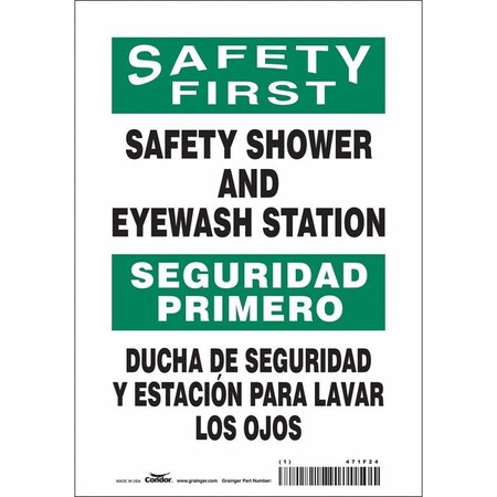 Condor Safety Sign, 10 in Height, 7 in Width, Vinyl, Horizontal Rectangle, English, Spanish, 471F24 471F24