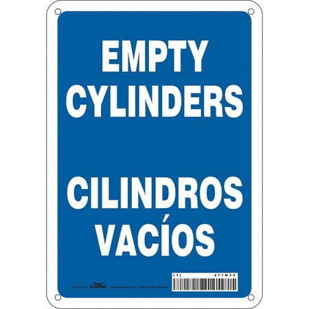 Condor Safety Sign, 10 in H, 7 in W, Polyethylene, Horizontal Rectangle, English, Spanish, 471M35 471M35
