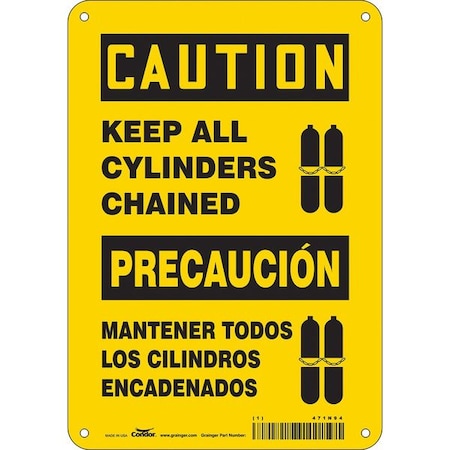 Condor Safety Sign, 10 in Height, 7 in Width, Aluminum, Horizontal Rectangle, English, Spanish, 471N94 471N94