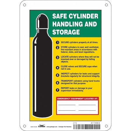 Condor Safety Sign, 10 in Height, 7 in Width, Polyethylene, Horizontal Rectangle, English, 471N60 471N60