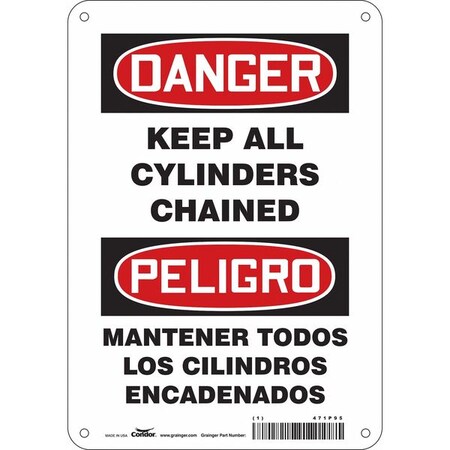 Condor Safety Sign, 10 in Height, 7 in Width, Aluminum, Horizontal Rectangle, English, Spanish, 471P95 471P95
