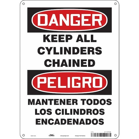 Condor Safety Sign, 14 in Height, 10 in Width, Polyethylene, Vertical Rectangle, English, Spanish, 471P98 471P98