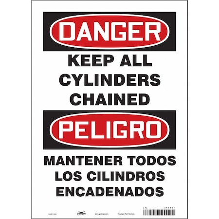 Condor Safety Sign, 14 in Height, 10 in Width, Vinyl, Vertical Rectangle, English, Spanish, 471R01 471R01