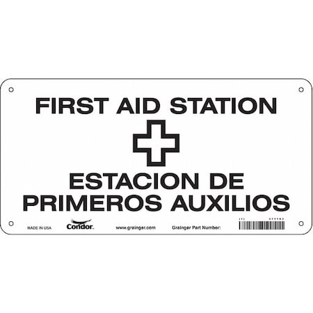 Condor First Aid Station/Estacion De Primeros Auxilios, Aluminum, 7 in x 14 in, Mounting Holes 471T83