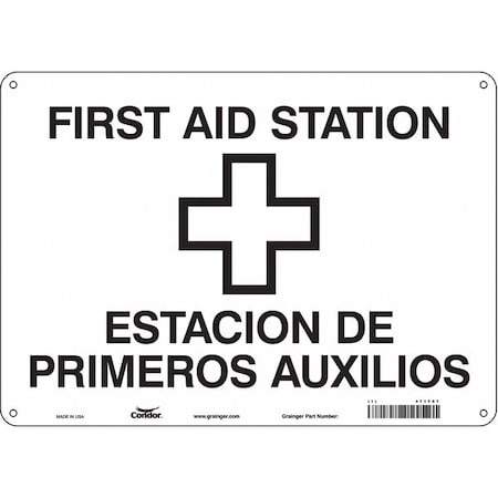 Condor First Aid Station/Estacion De Primeros Auxilios, 14 in W x 10 in H, Rectangle, Aluminum, 471T87 471T87