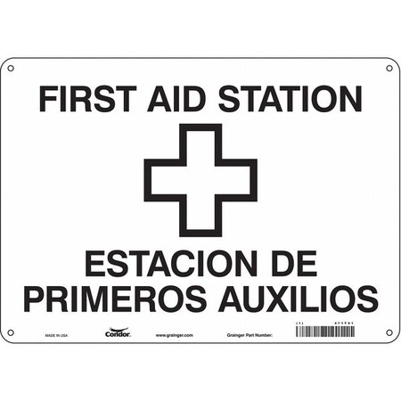 Condor First Aid Station/Estacion De Primeros Auxilios, 14 in W x 10 in H, Rectangle, Vinyl, 471T91 471T91