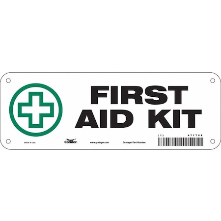 Condor First Aid Kit, 10 in W x 3 1/2 in H, Vertical Rectangle, Aluminum, 471T08 471T08