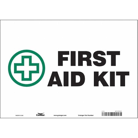 CONDOR First Aid Sign, 14" Wx10" H, 0.004" Thick, 471T21 471T21