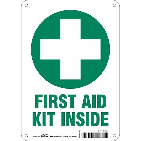 Condor First Aid Kit Inside, 7 in W x 10 in H, Horizontal Rectangle, Aluminum, 471T22 471T22